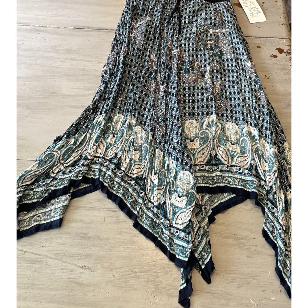 NWT Vtg Silver Stream Blue Paisley Handkerchief Hem Skirt One Size Whimsy Fairy